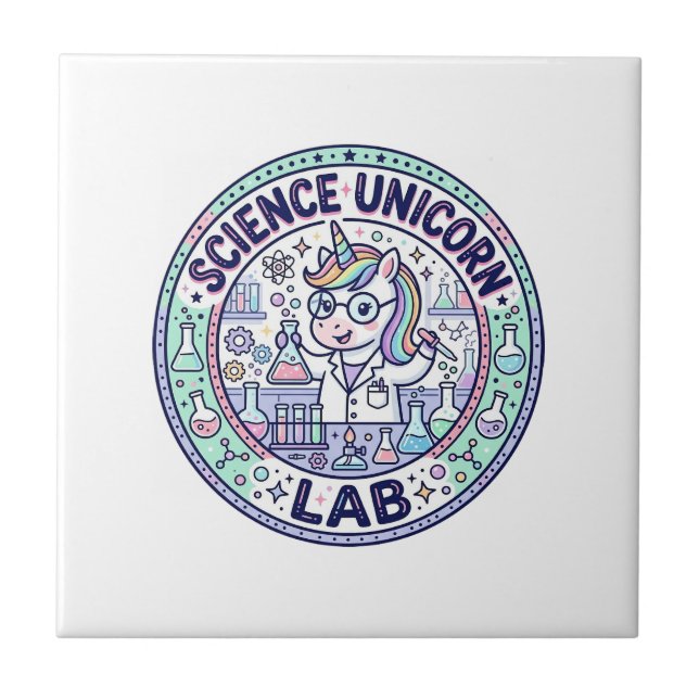 Unicorn Science Unicorn Lab POD Ready Apparel Grap Ceramic Tile (Front)