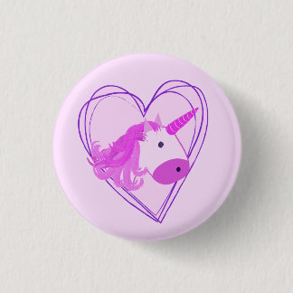 Unicorn Scribble Heart Valentine 3 Cm Round Badge