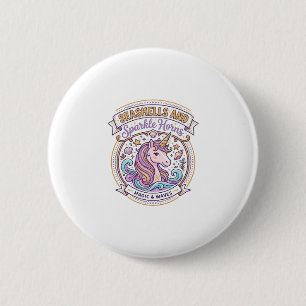 Unicorn Seashells and Sparkle Horns POD Ready Zazz 6 Cm Round Badge