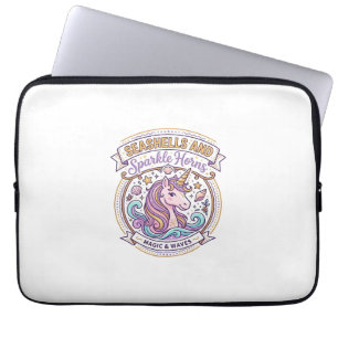 Unicorn Seashells and Sparkle Horns POD Ready Zazz Laptop Sleeve