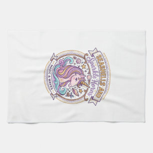 Unicorn Seashells and Sparkle Horns POD Ready Zazz Tea Towel