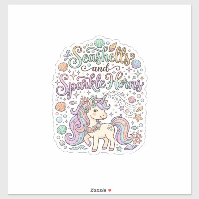 Unicorn Seashells and Sparkle Horns Premium Vector (Sheet)
