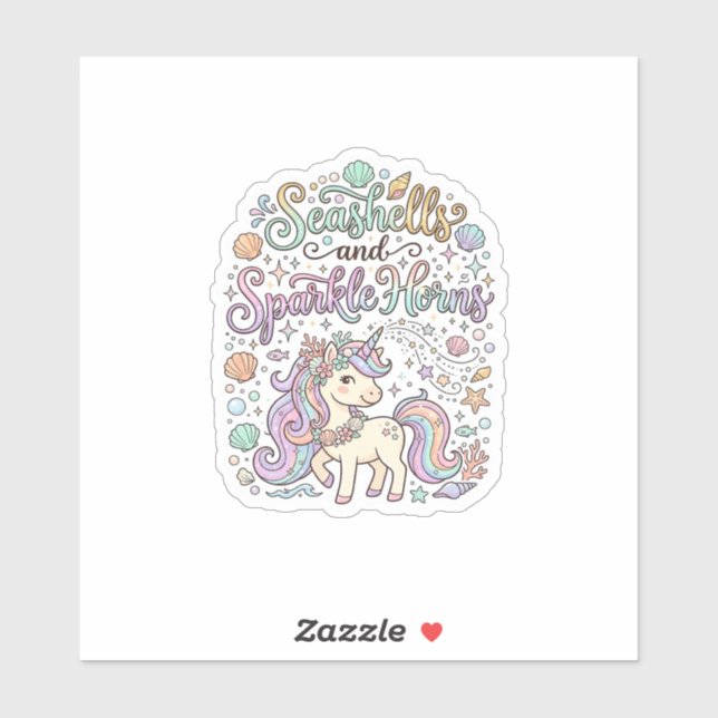 Unicorn Seashells and Sparkle Horns Premium Vector (Sheet)