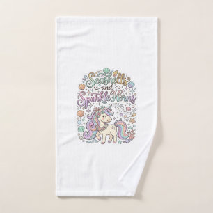 Unicorn Seashells and Sparkle Horns Premium Vector Hand Towel