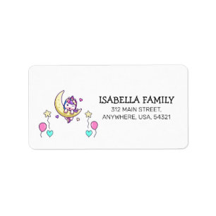 Unicorn Second Birthday Invitation Address Label