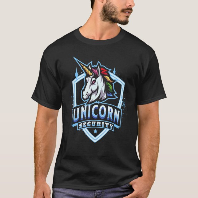 Unicorn Security Birthday Dad Mum Halloween Costum T-Shirt (Front)
