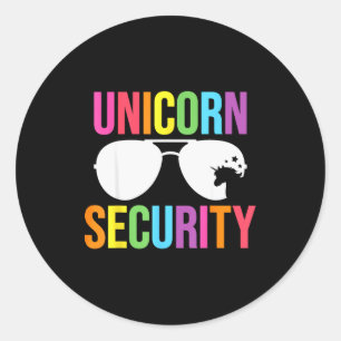 Unicorn Security Birthday Family Halloween Costume Classic Round Sticker