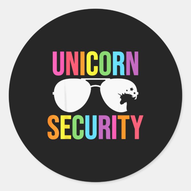 Unicorn Security Birthday Family Halloween Costume Classic Round Sticker (Front)