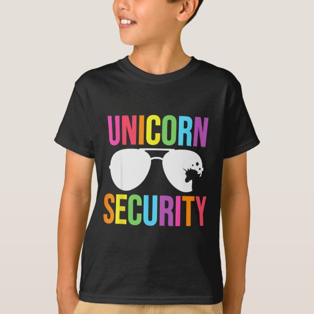 Unicorn Security Birthday Family Halloween Costume T-Shirt (Front)