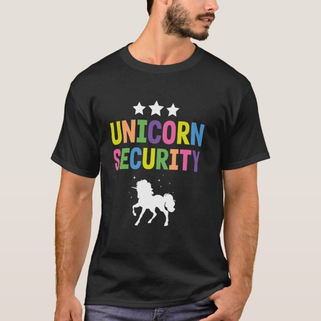 Unicorn Security Funny Halloween Unicorn Mum Dad B T-Shirt (Front)