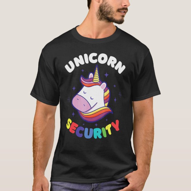 Unicorn Security Halloween Costume Parent Father D T-Shirt (Front)