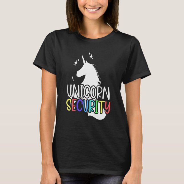 Unicorn Security Halloween Dad Mum Daughter Adult  T-Shirt (Front)