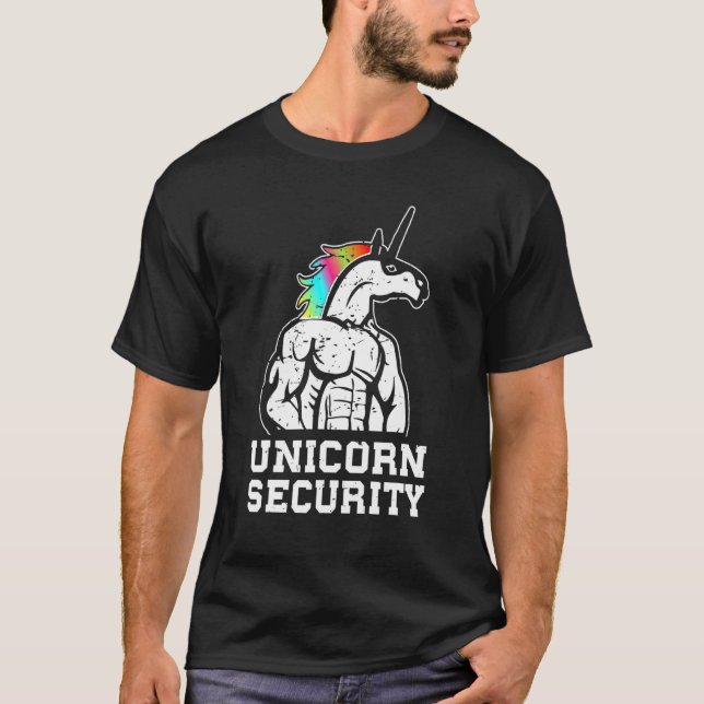 Unicorn Security Halloween Dad Mum Daughter Adult  T-Shirt (Front)