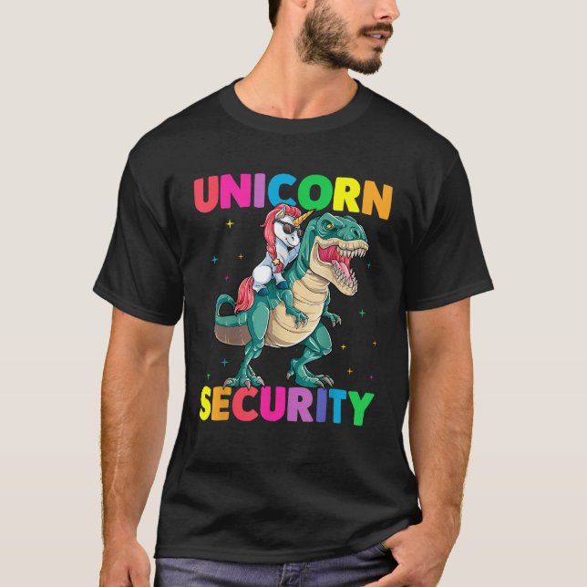 Unicorn Security Halloween T Rex Dinosaur Family C T-Shirt (Front)
