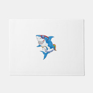 Unicorn Shark Pool Party Shirt Kids Girls Boys Fun Doormat