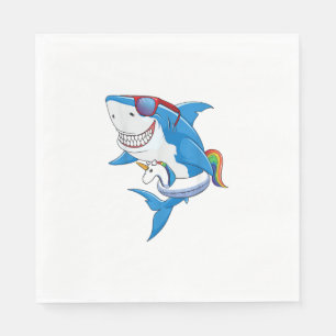 Unicorn Shark Pool Party Shirt Kids Girls Boys Fun Napkin