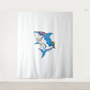 Unicorn Shark Pool Party Shirt Kids Girls Boys Fun Tapestry