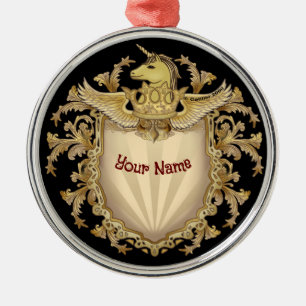 Unicorn Shield Metal Ornament
