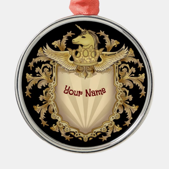 Unicorn Shield Metal Ornament (Front)