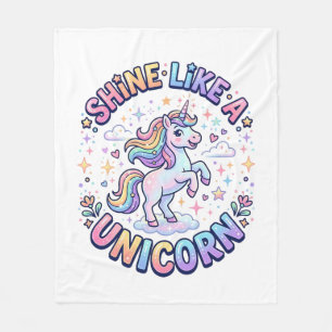 Unicorn Shine Like a Unicorn Graphic Design T-Shir Fleece Blanket