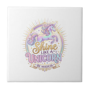 Unicorn Shine Like a Unicorn POD Ready Marketplace Ceramic Tile
