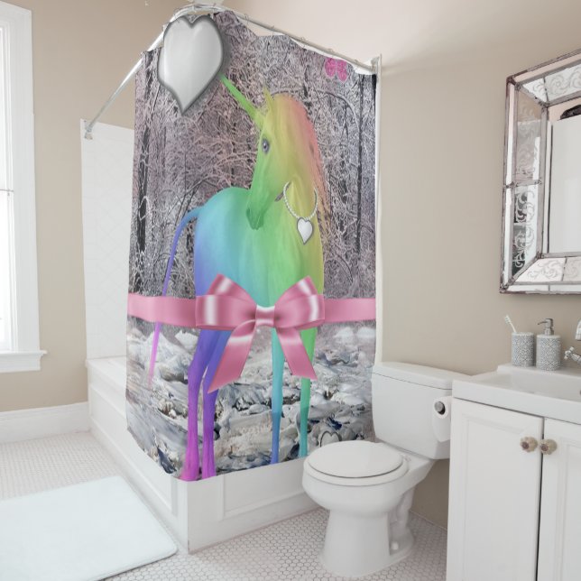 Unicorn Shower Curtain (In Situ)