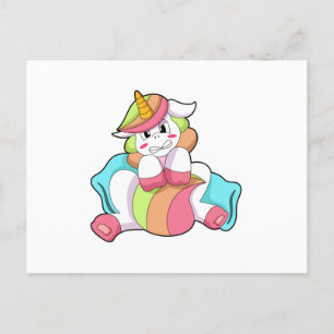 Unicorn Shy with Pillow Postcard