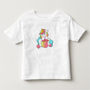 Unicorn Shy with Pillow Toddler T-Shirt