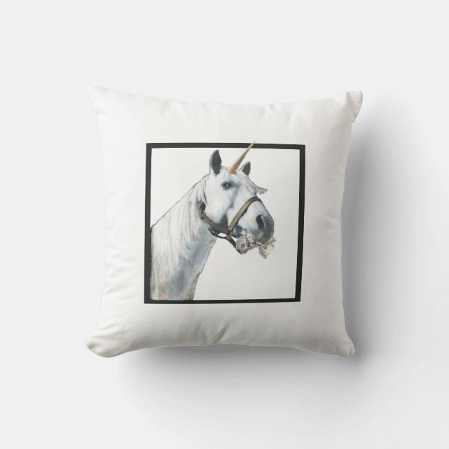 Unicorn side eye throw pillow (Front)