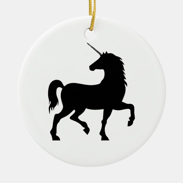 Unicorn Silhouette Ceramic Tree Decoration (Front)