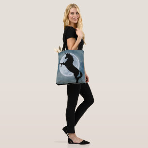 Unicorn Silhouette Full Moon Night Sky, ZKOA Tote Bag