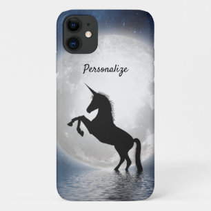 Unicorn Silhouette Full Moon on Ocean Personalise iPhone 11 Case