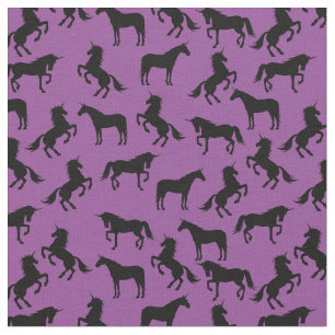 Unicorn Silhouettes Purple and Black Fabric