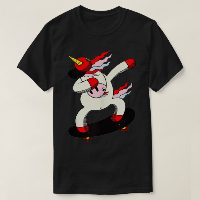 Unicorn Skateboard Dabbing Skater Roll Fun Party S T-Shirt (Design Front)