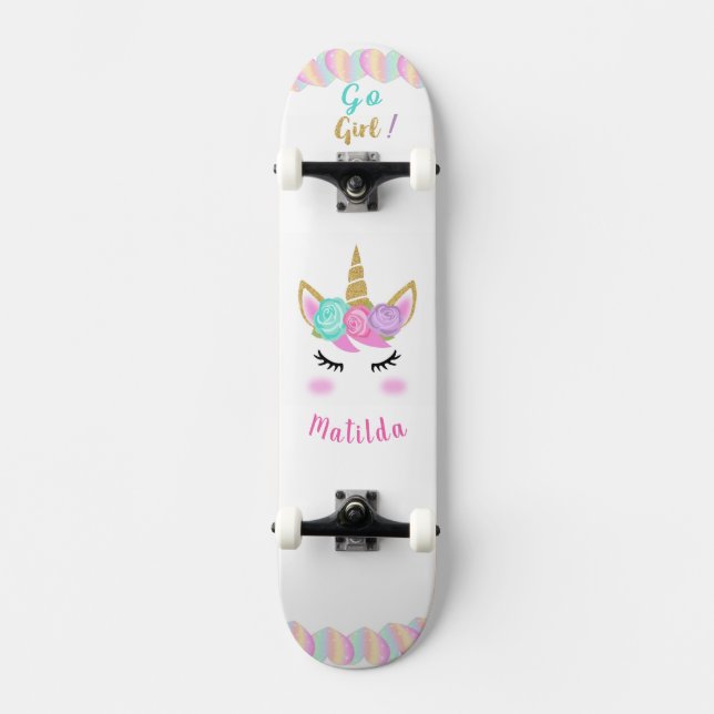 Unicorn Skateboard for Girl (Front)