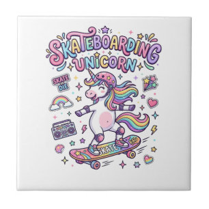 Unicorn Skateboarding Unicorn Bold Typography Shir Ceramic Tile