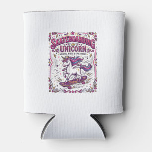 Unicorn Skateboarding Unicorn Stylish White Backgr Can Cooler