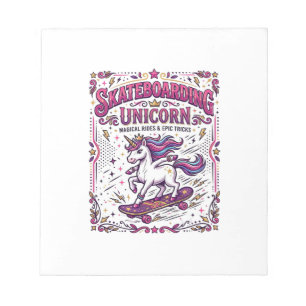 Unicorn Skateboarding Unicorn Stylish White Backgr Notepad