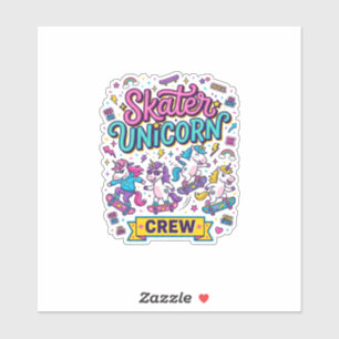 Unicorn Skater Unicorn Crew Retro Style Print on D