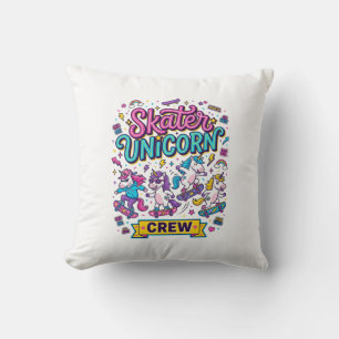 Unicorn Skater Unicorn Crew Retro Style Print on D Cushion