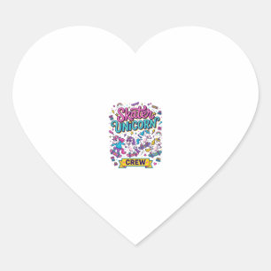 Unicorn Skater Unicorn Crew Retro Style Print on D Heart Sticker
