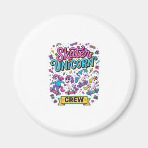 Unicorn Skater Unicorn Crew Retro Style Print on D Magnet