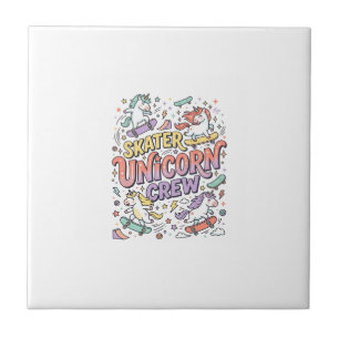 Unicorn Skater Unicorn Crew Whimsical Zazzle Desig Ceramic Tile