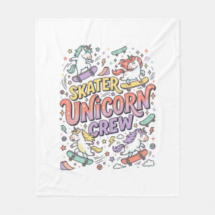 Unicorn Skater Unicorn Crew Whimsical Zazzle Desig Fleece Blanket