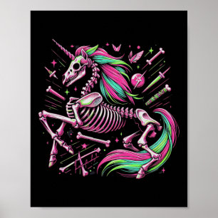 Unicorn Skeleton Fantasy Halloween Punk Rock Zombi Poster