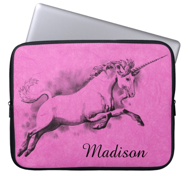 unicorn sketch fantasy art story trendy fashion laptop sleeve (Front)