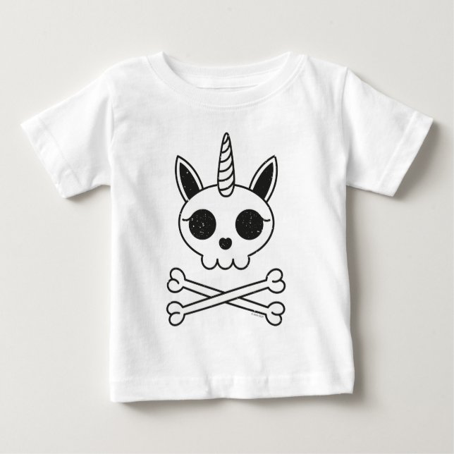 Unicorn Skull and Crossbones Baby T-Shirt (Front)