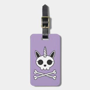 Unicorn Skull and Crossbones Luggage Tag
