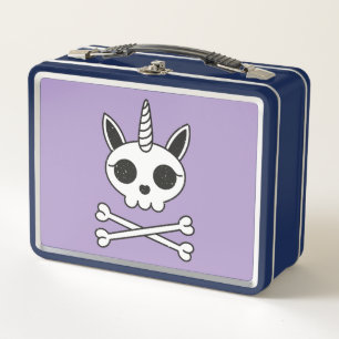 Unicorn Skull and Crossbones Metal Lunch Box
