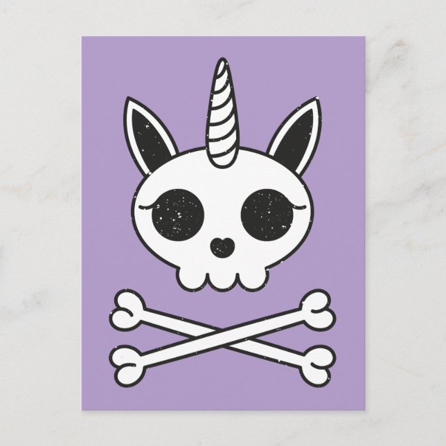 Unicorn Skull and Crossbones Postcard (Front)